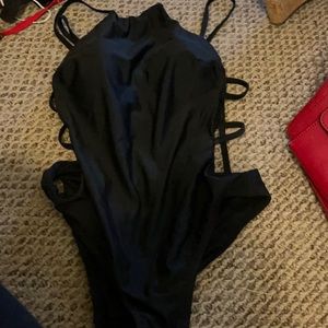 Black one piece bathing suit size large